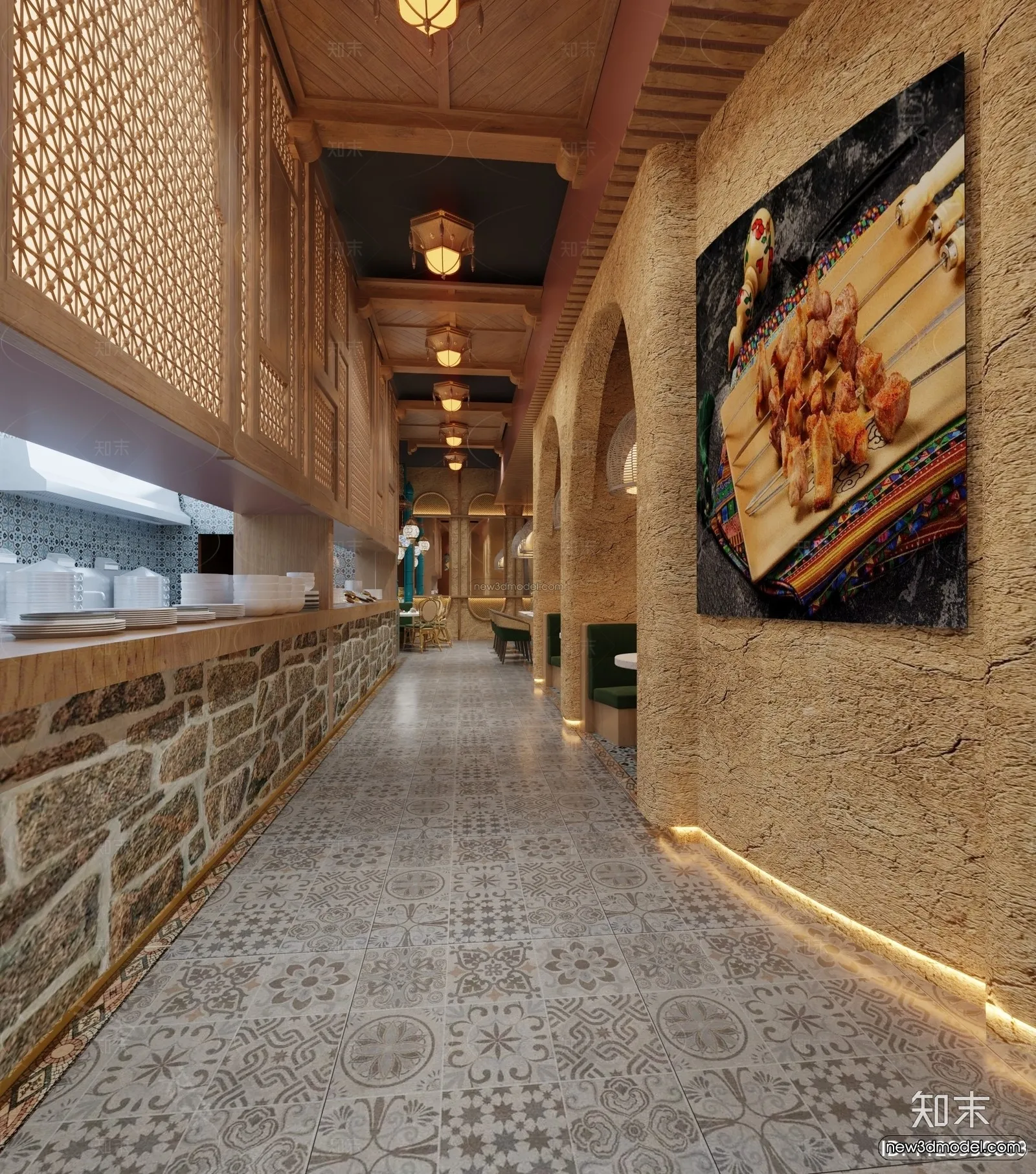 Southeast Asia Restaurant 3D Scenes – 3D Blocks – 073 – VRAY