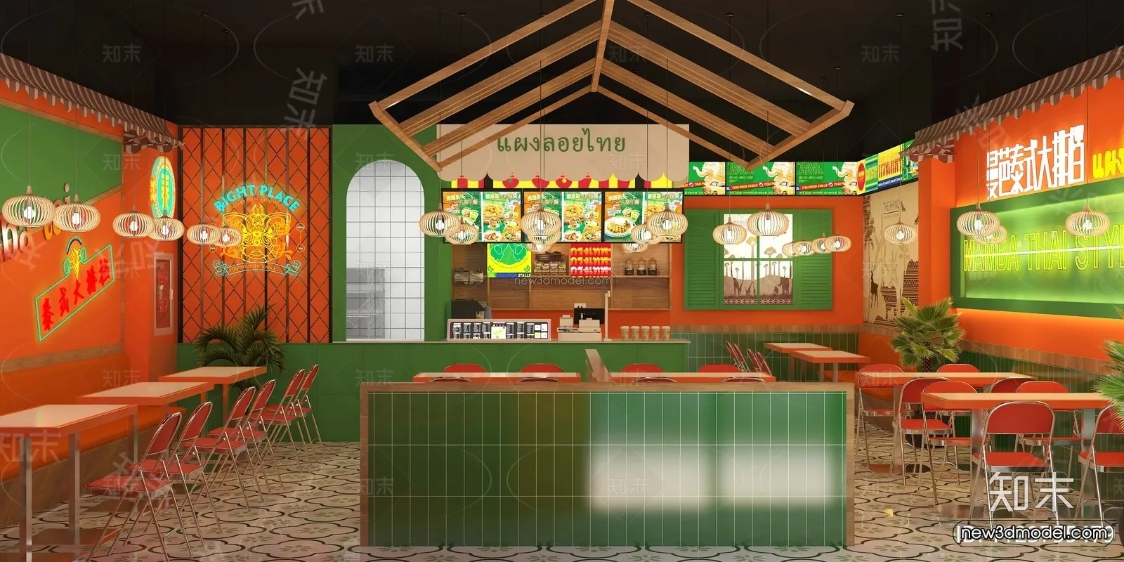 Southeast Asia Restaurant 3D Scenes – 3D Blocks – 086 – VRAY