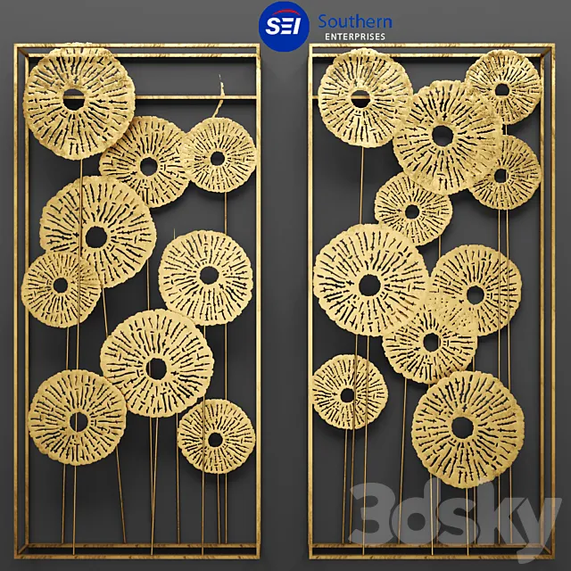 Southern Enterprises Aura Abstract Wall Sculpture. picture. art. wall decor. luxury. gold. metallic. panels. luxury 3DModel