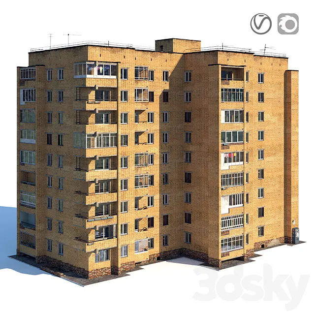 Soviet nine-story house 3DModel