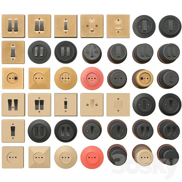 Soviet switches and sockets 3D Model Soviet switches and sockets 3D Model