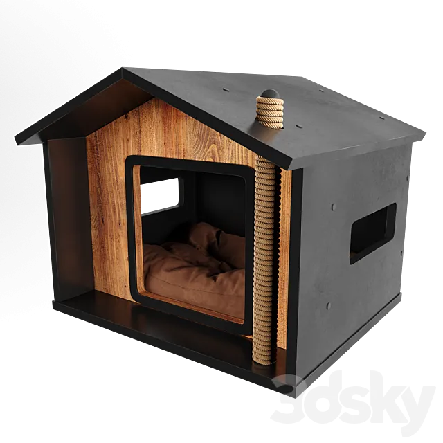 Special Design Cat House with Scratching Rope 3D Model Special Design Cat House with Scratching Rope 3D Model