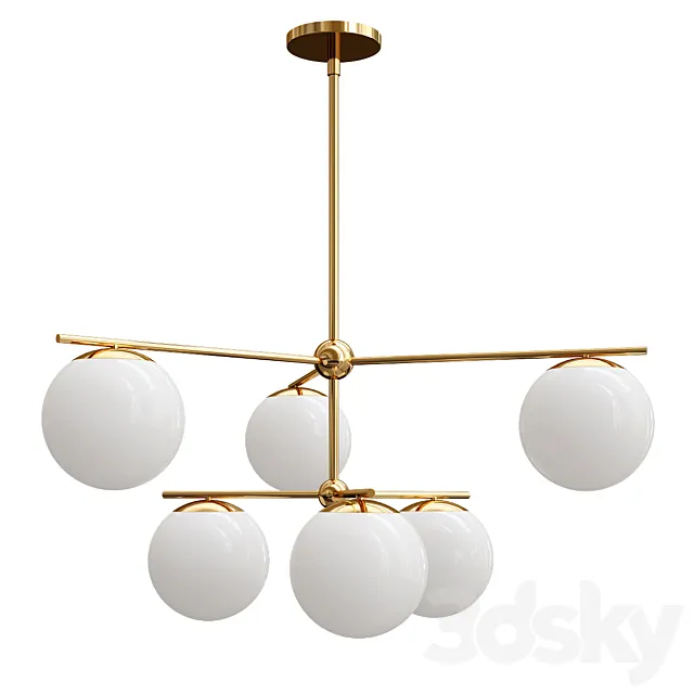Sphere Stem 7-Light Chandelier 3D Model