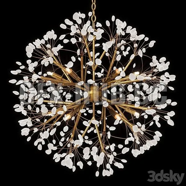 Spherical Twelve Light Quartz Chandelier 3D Model