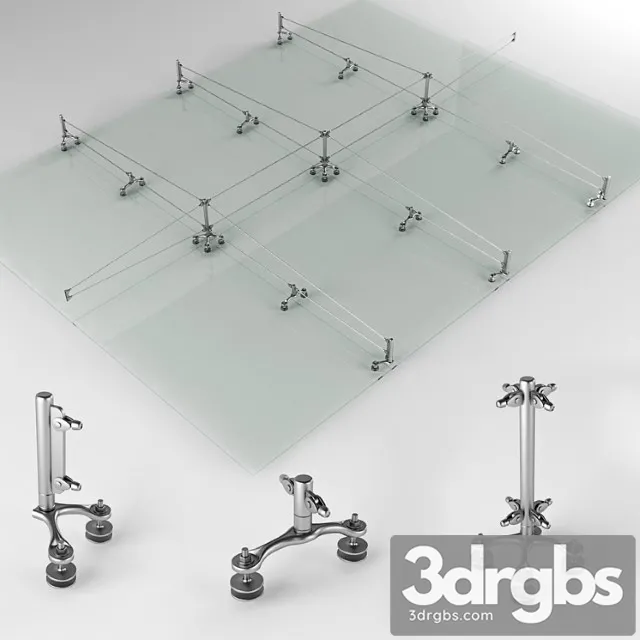Spider system of glazing of facades 3D Model Download
