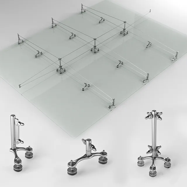 Spider system of glazing of facades 3D Model