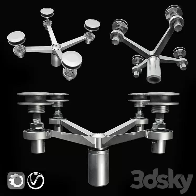 Spiders for glass visors 3D Model Spiders for glass visors 3D Model