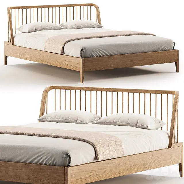 Spindle Oak Bed 3D Model Spindle Oak Bed 3D Model