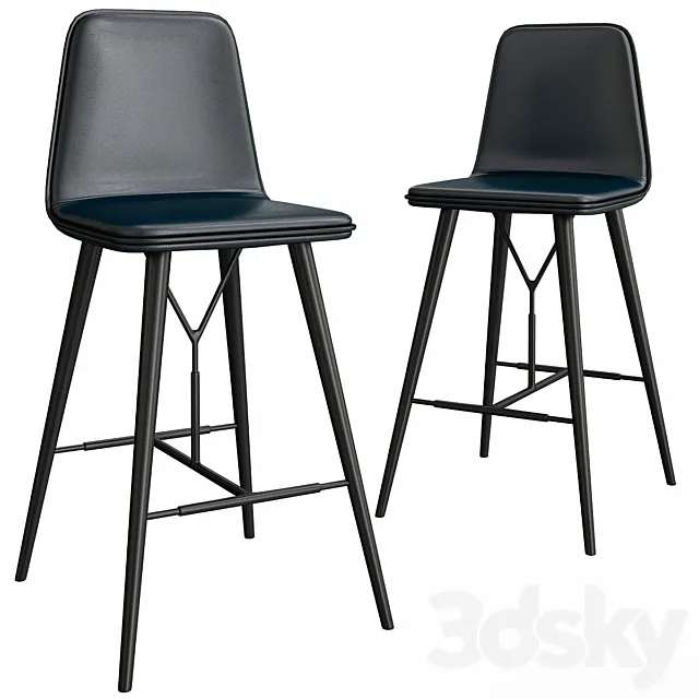 Spine Wood Base Barstool 3D Model Spine Wood Base Barstool 3D Model