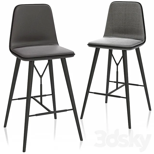 Spine Wood Base Barstool 3D Model