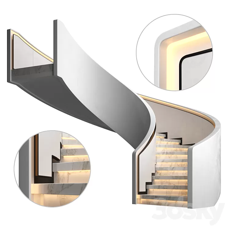 Spiral staircase 8 3D Model Free Download
