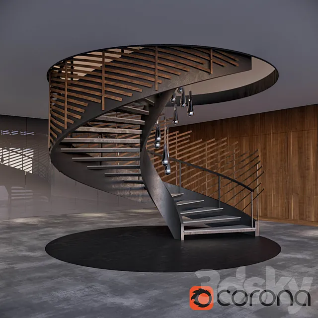 Spiral staircase with installation 3DModel