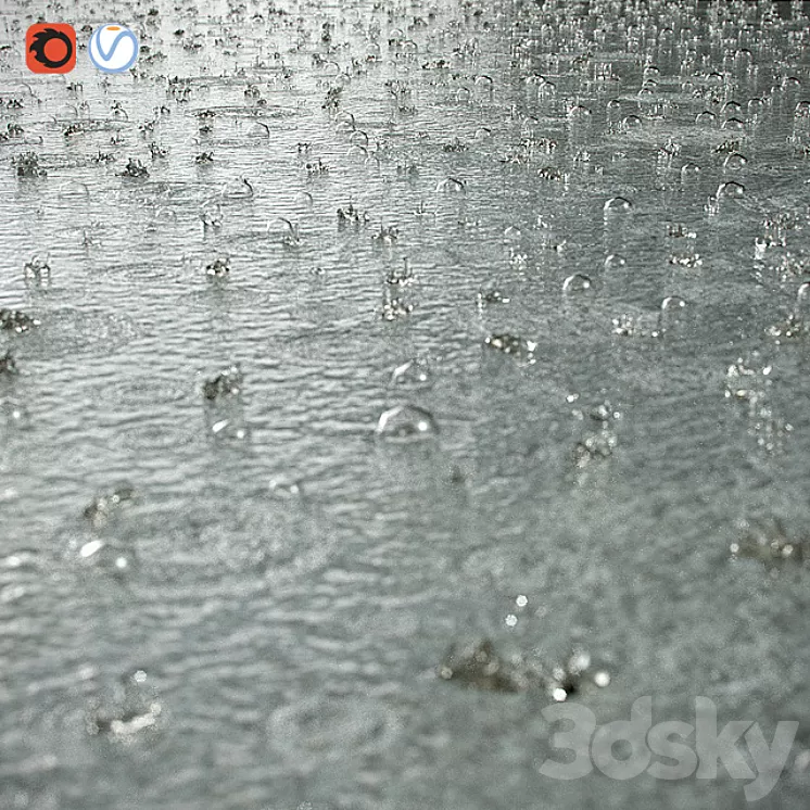 Splashes of raindrops 3D Model