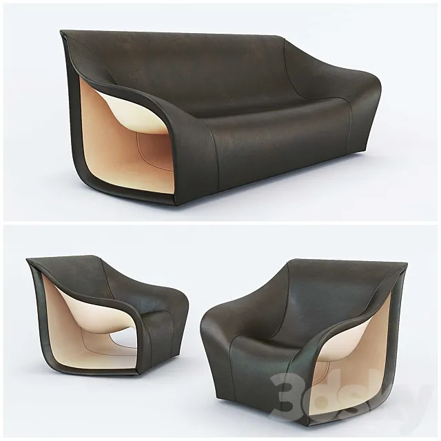 Split Sofa and Chair by Alex Hull 3D Model Split Sofa and Chair by Alex Hull 3D Model