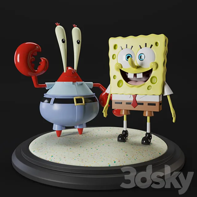 Sponge bob and Mr. Krabs 3D Model Sponge bob and Mr. Krabs 3D Model