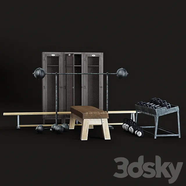 Sport set retro 3D Model