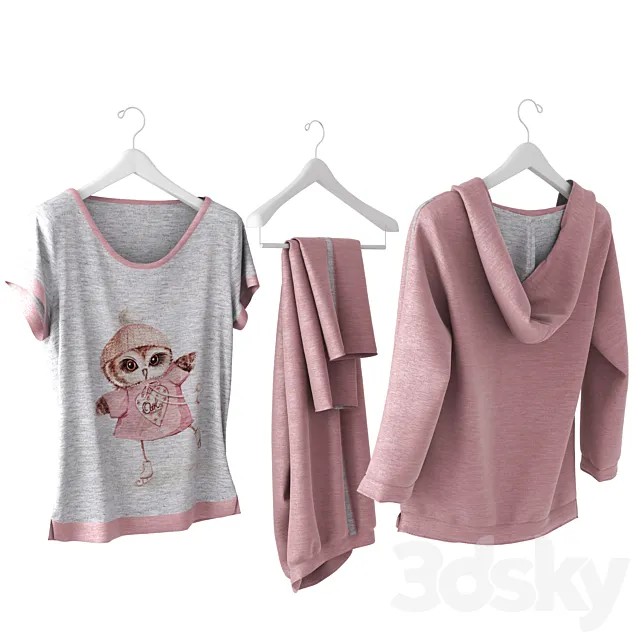 Sports clothing on hangers 3D Model