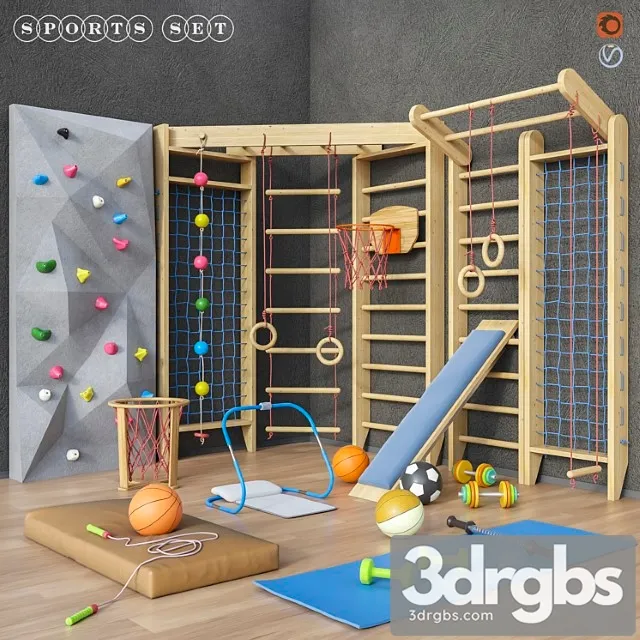 Sports furniture and equipment set 1 3D Model Download