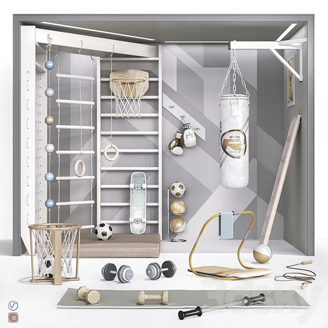 Sports furniture and equipment set 2 3D Model