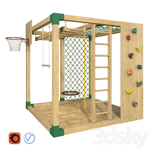 Sports game complex “Game cube”. Playground 3D Model Sports game complex “Game cube”. Playground 3D Model