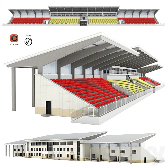 Sports tribune for spectators 3D Model