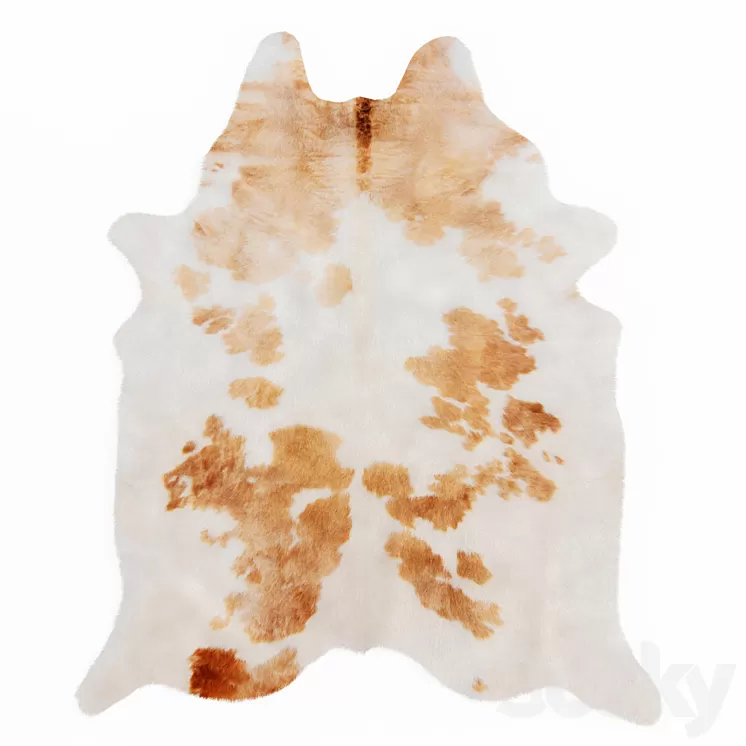 Spotted Brown And White Cowhide Rug 3D Model