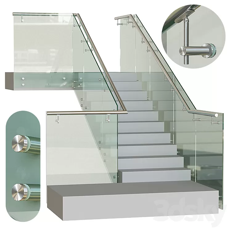 Spotted glass railing 5 3D Model