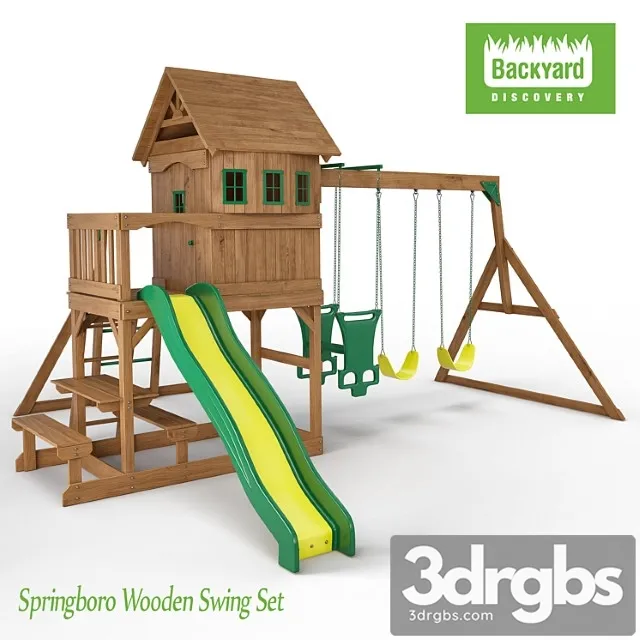 Springboro Wooden Swing Set 3D Model Download Springboro Wooden Swing Set 3D Model Download