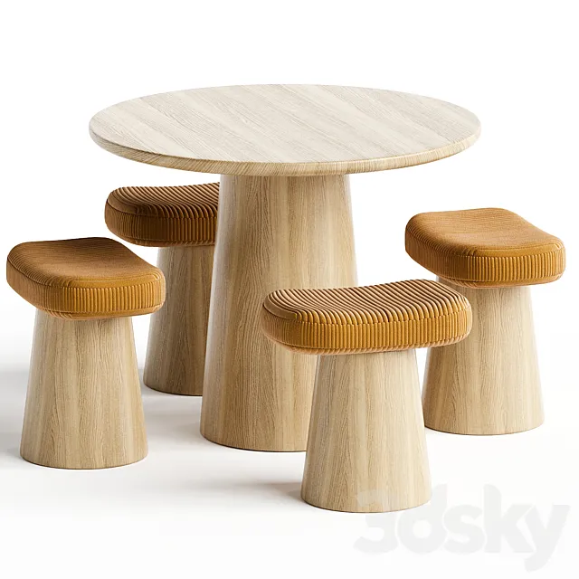 SPULE TABLE STOOL stahland band 3D Model SPULE TABLE STOOL stahland band 3D Model