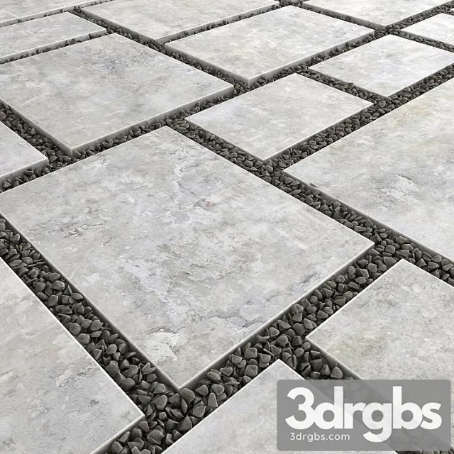 Square of Slabs with Pebbles 3D Model Download