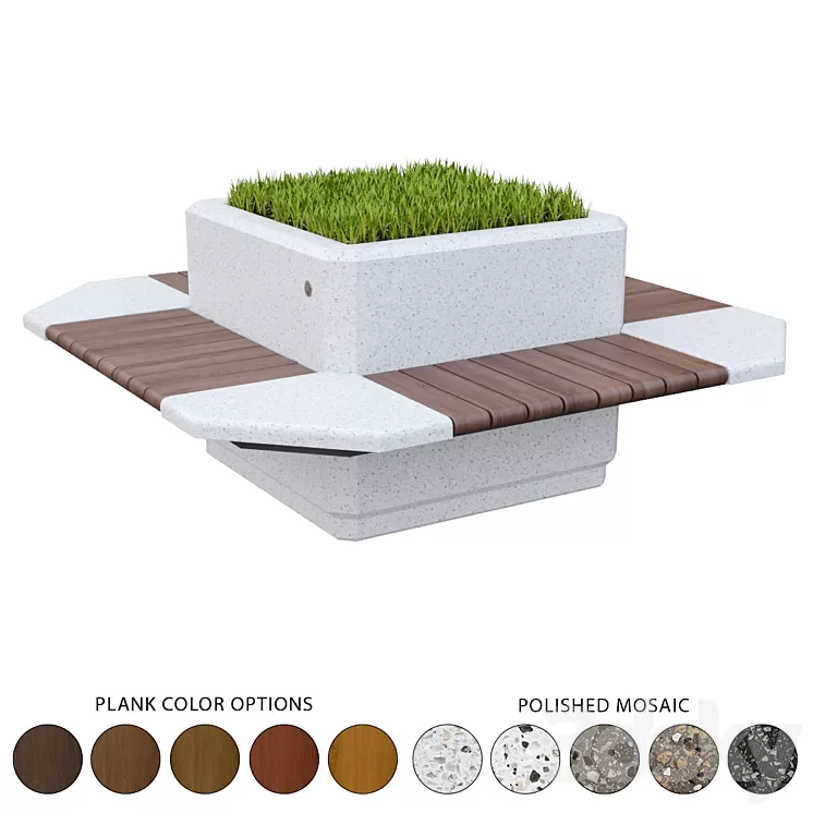 Square planter bench 227 3D Model Square planter bench 227 3D Model