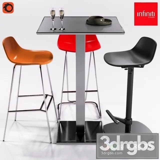 Square Table Chair Set 3D Model Download