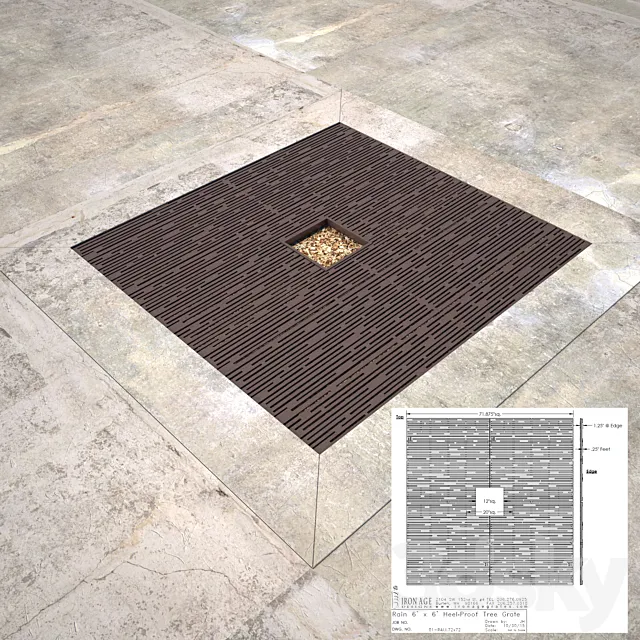 Square Tree Grate 3D Model Square Tree Grate 3D Model