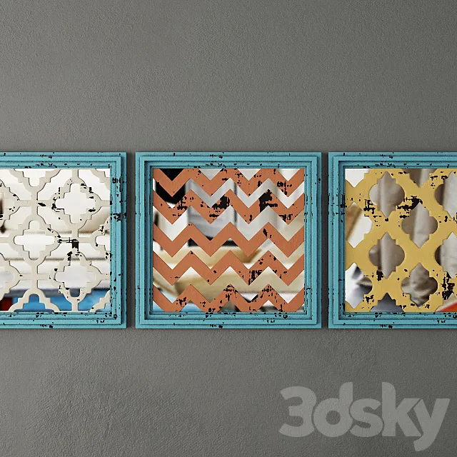 Square Wood Panel Wall Art 3D Model Square Wood Panel Wall Art 3D Model