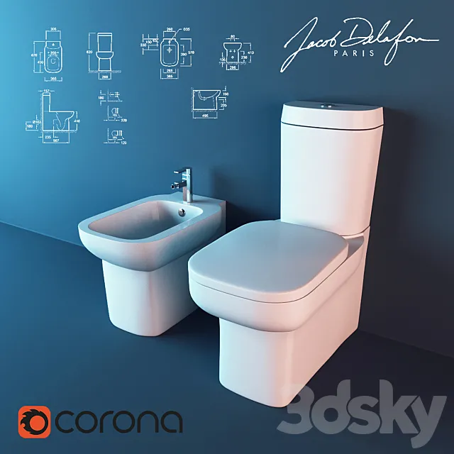 Squat toilet and bidet Jacob Delafon Replay 3D Model Squat toilet and bidet Jacob Delafon Replay 3D Model