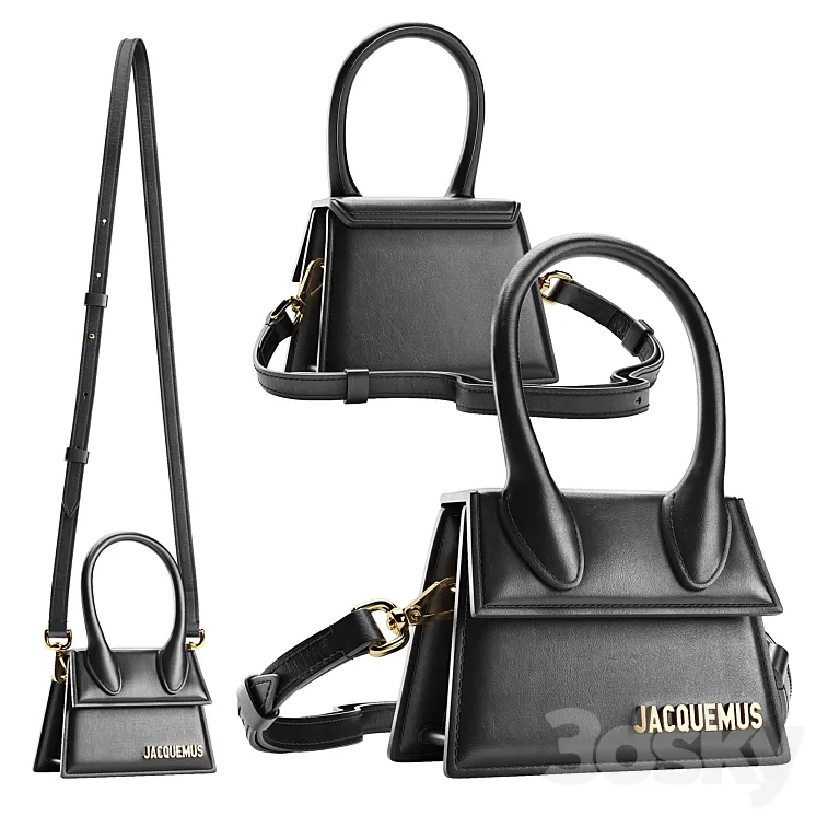 Ssence JACQUEMUS Black La Montagne Le Chiquito Clutch 3D Model Free Download