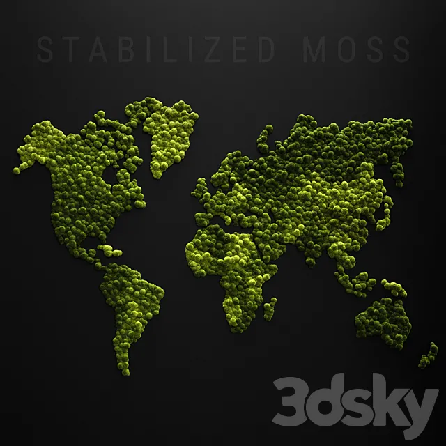 Stabilized moss – world map 3DModel Stabilized moss – world map 3DModel
