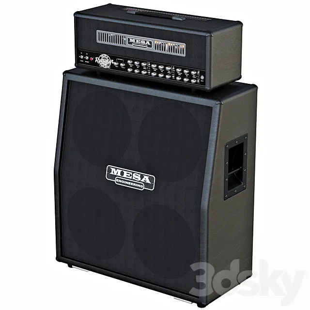 Stack Guitar Mesa Boogie Triple Rectifier + 4×12 cab 3DModel
