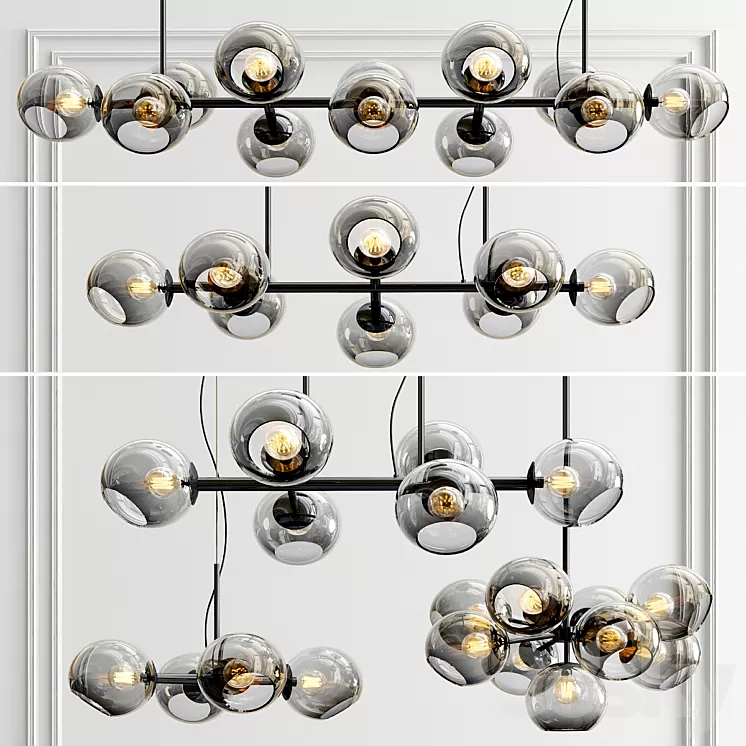 Staggered Chandelier Collection – 5 type 3D Model Staggered Chandelier Collection – 5 type 3D Model