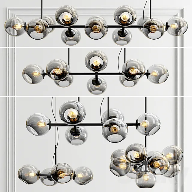 Staggered Chandelier Collection – 5 type 3DModel Staggered Chandelier Collection – 5 type 3DModel