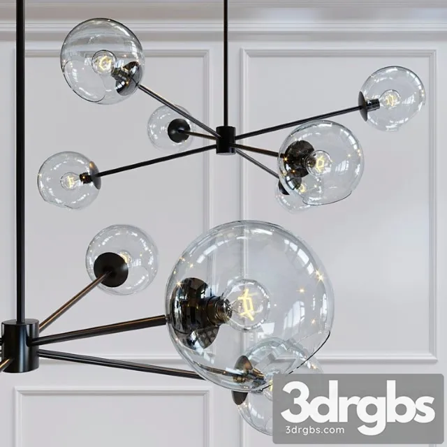 Staggered glass 6-light chandelier – clear Staggered glass 6-light chandelier – clear