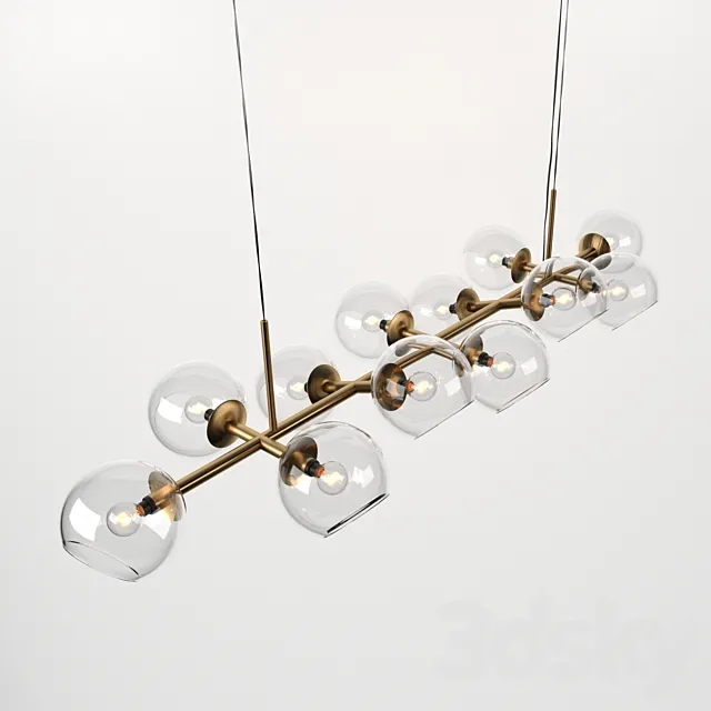 Staggered Glass Chandelier – 12-Light 3D Model
