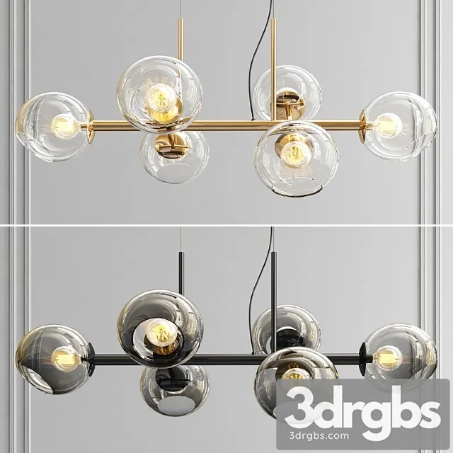 Staggered glass chandelier – 6 light 3D Model Download