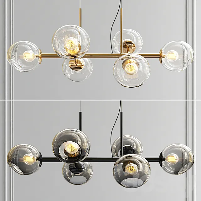 Staggered Glass Chandelier – 6 Light 3D Model