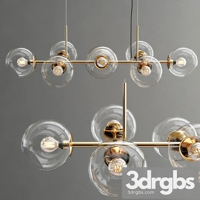 Staggered glass chandelier – 8-light 3D Model Download