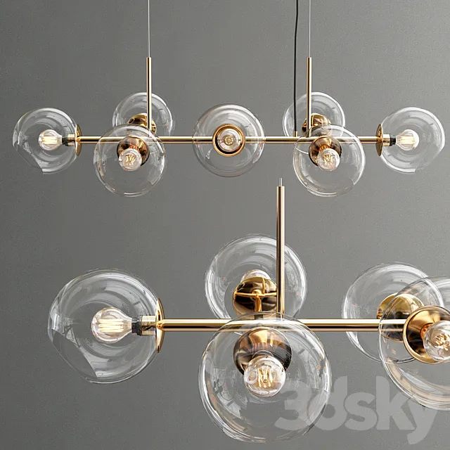 Staggered Glass Chandelier – 8-Light 3D Model