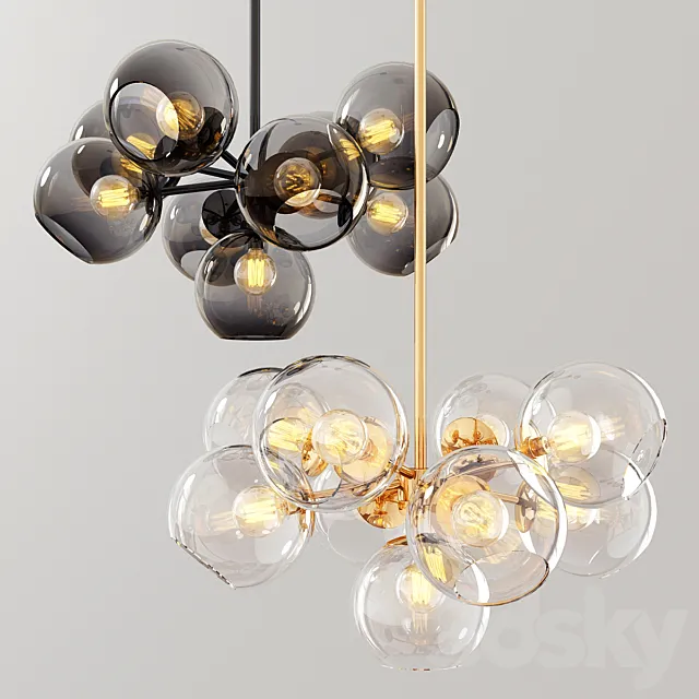 Staggered Glass Chandelier 9 Light – Round 3DModel Staggered Glass Chandelier 9 Light – Round 3DModel