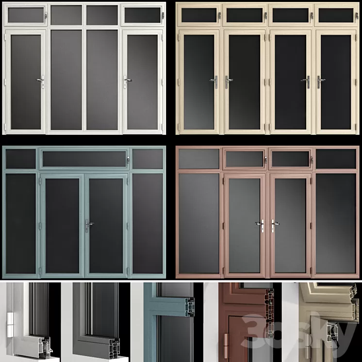 Stained aluminum doors 3D Model