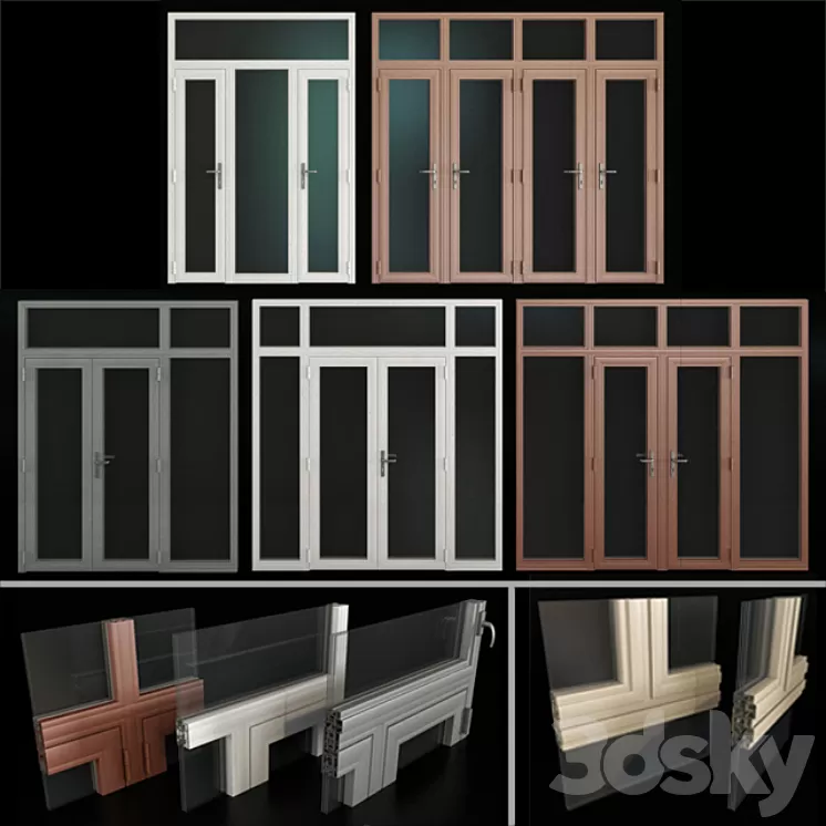 Stained aluminum doors / Stained aluminum doors 3D Model