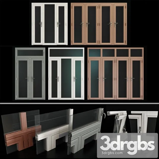 stained aluminum doors_1 3D Model Download